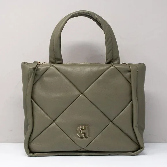 Cole Haan Grand Series Quilted Tote Bag Tea Leaf Green Leather - Picture 3 of 11